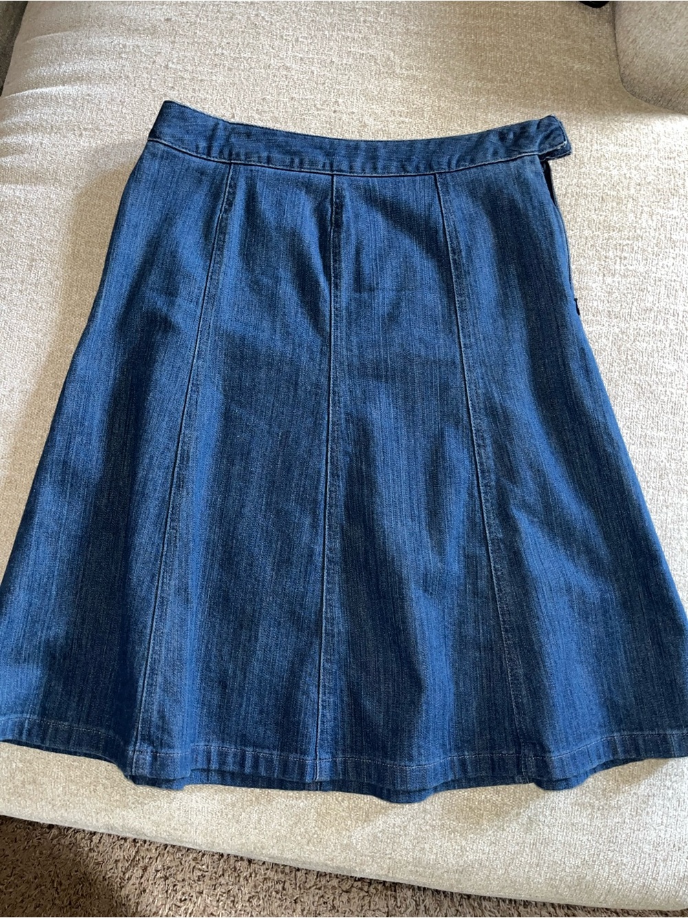 L.L. Bean Dark Blue Denim A-Line Panel Skirt